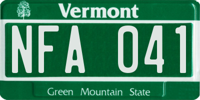 VT license plate NFA041