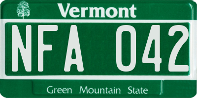 VT license plate NFA042