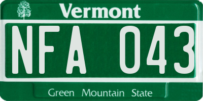 VT license plate NFA043