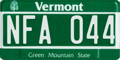 VT license plate NFA044