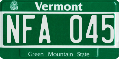 VT license plate NFA045
