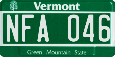 VT license plate NFA046