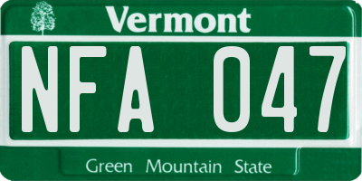 VT license plate NFA047