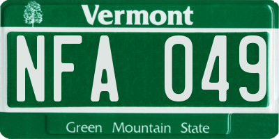 VT license plate NFA049