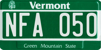 VT license plate NFA050