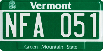 VT license plate NFA051
