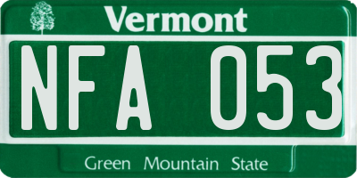 VT license plate NFA053