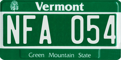VT license plate NFA054
