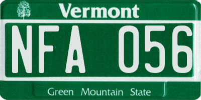 VT license plate NFA056