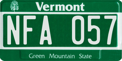 VT license plate NFA057