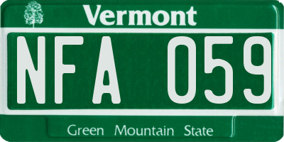 VT license plate NFA059