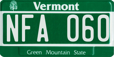VT license plate NFA060