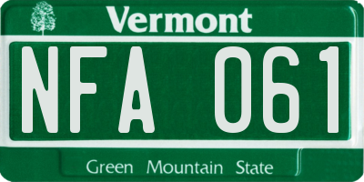 VT license plate NFA061