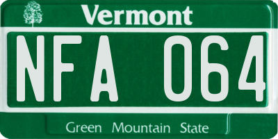 VT license plate NFA064