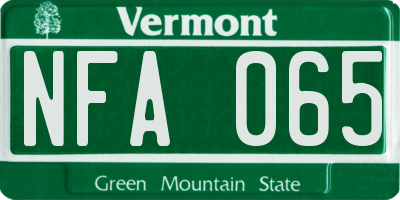 VT license plate NFA065