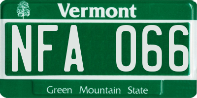 VT license plate NFA066