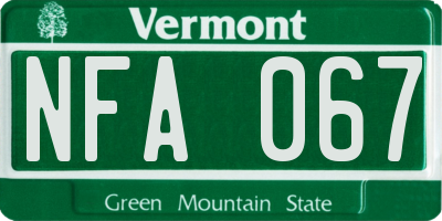 VT license plate NFA067