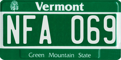 VT license plate NFA069