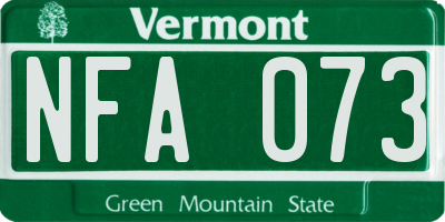VT license plate NFA073