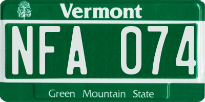 VT license plate NFA074