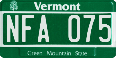 VT license plate NFA075