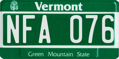 VT license plate NFA076