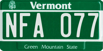 VT license plate NFA077
