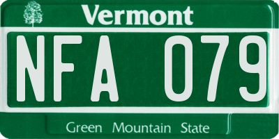 VT license plate NFA079