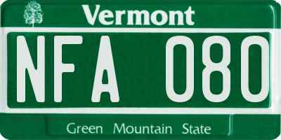 VT license plate NFA080
