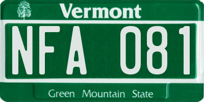 VT license plate NFA081