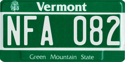VT license plate NFA082
