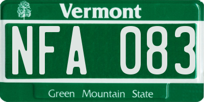 VT license plate NFA083