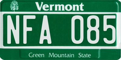 VT license plate NFA085