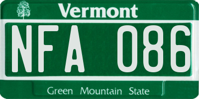 VT license plate NFA086