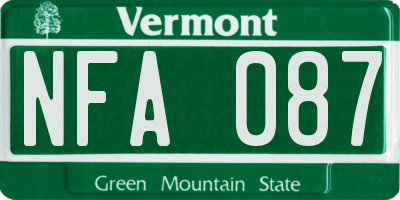 VT license plate NFA087