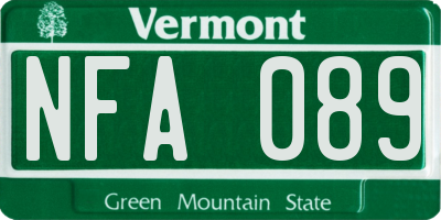 VT license plate NFA089