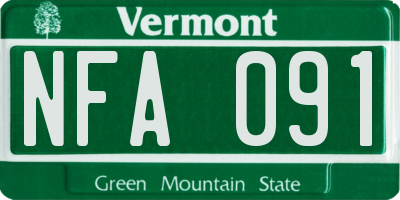 VT license plate NFA091