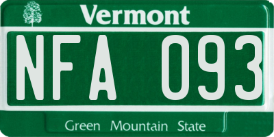 VT license plate NFA093