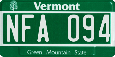 VT license plate NFA094