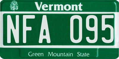 VT license plate NFA095