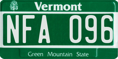 VT license plate NFA096