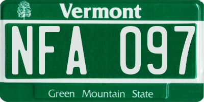 VT license plate NFA097