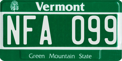 VT license plate NFA099