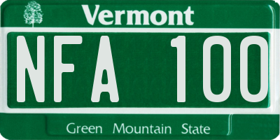 VT license plate NFA100
