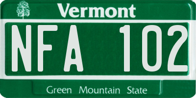 VT license plate NFA102