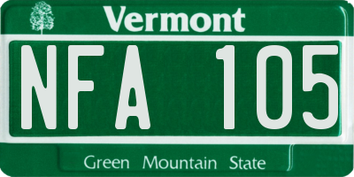 VT license plate NFA105