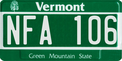 VT license plate NFA106
