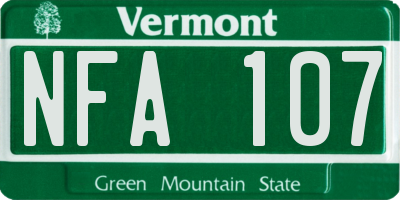 VT license plate NFA107