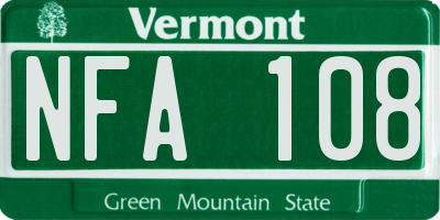 VT license plate NFA108