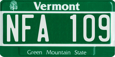 VT license plate NFA109